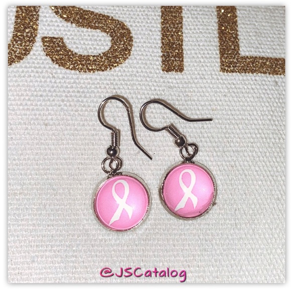 Breast Cancer Awareness Handmade Earrings - Picture 3 of 3